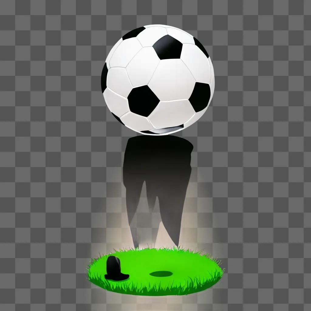 cartoon football drawing A soccer ball sits on a grassy field