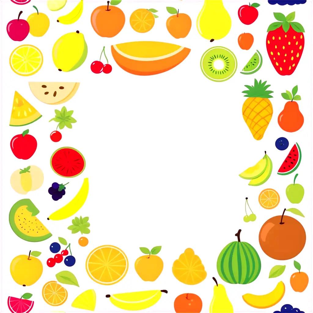 cartoon fruit border with fruits and vegetables