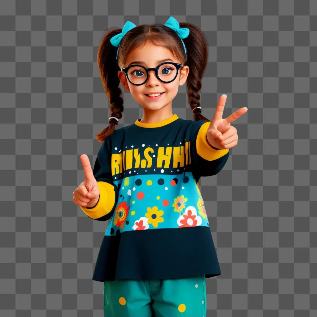 cartoon girl with glasses poses for a picture