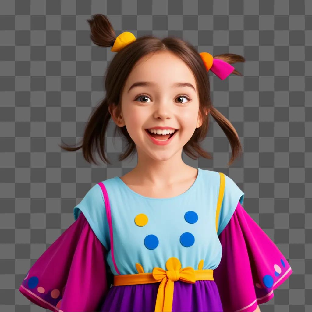 cartoon girl with pigtails and a dress