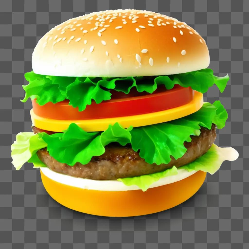 cartoon hamburger with lettuce and tomato