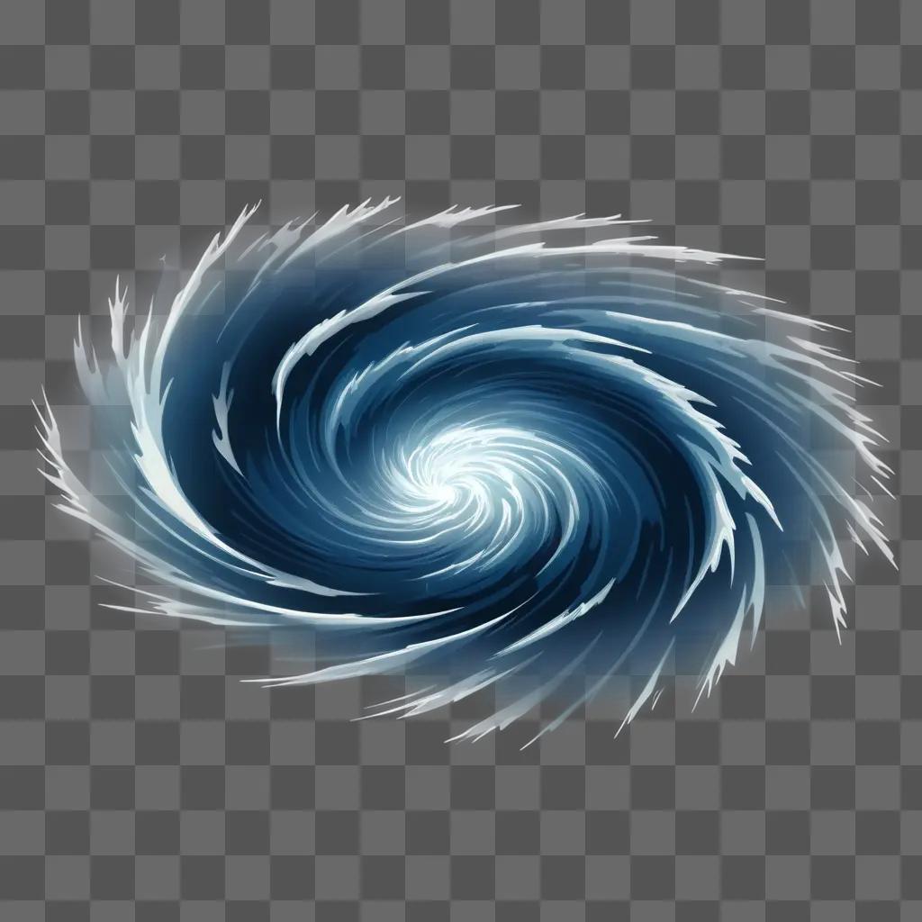 cartoon hurricane in blue with white lines