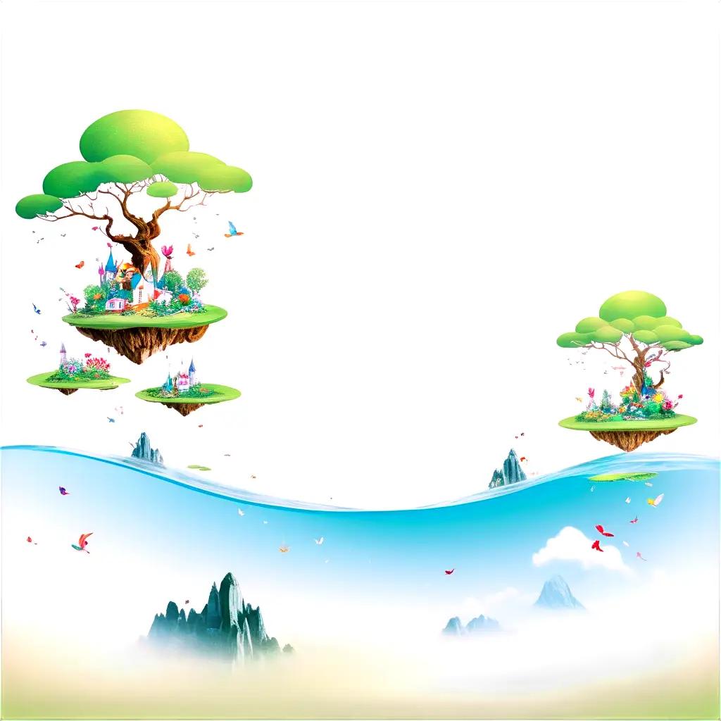 cartoon image with a fantasy setting and a water element