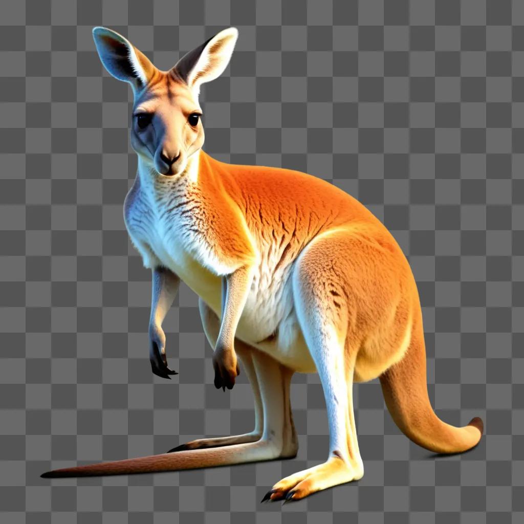 cartoon kangaroo with a glow effect on a beige background