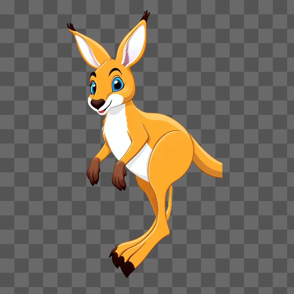 cartoon kangaroo with blue eyes and yellow fur