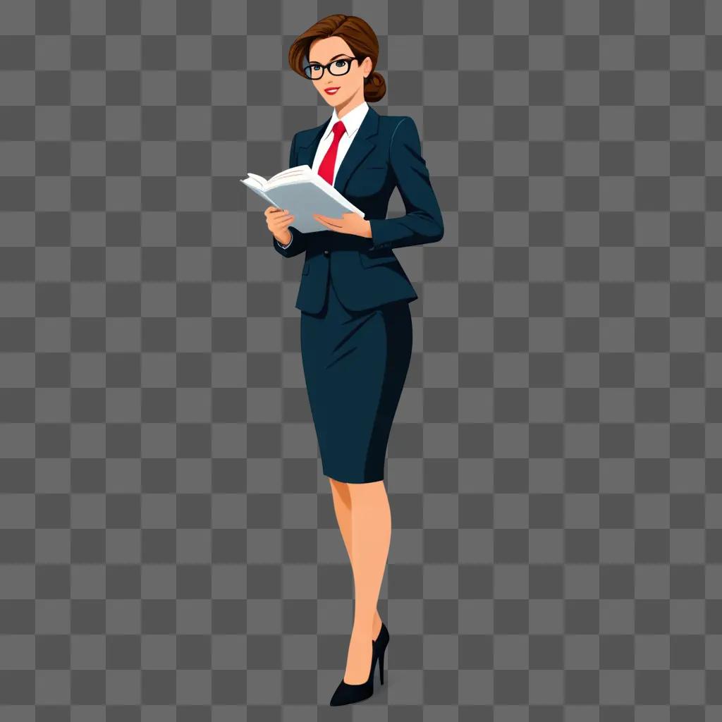 cartoon lawyer woman holding a book