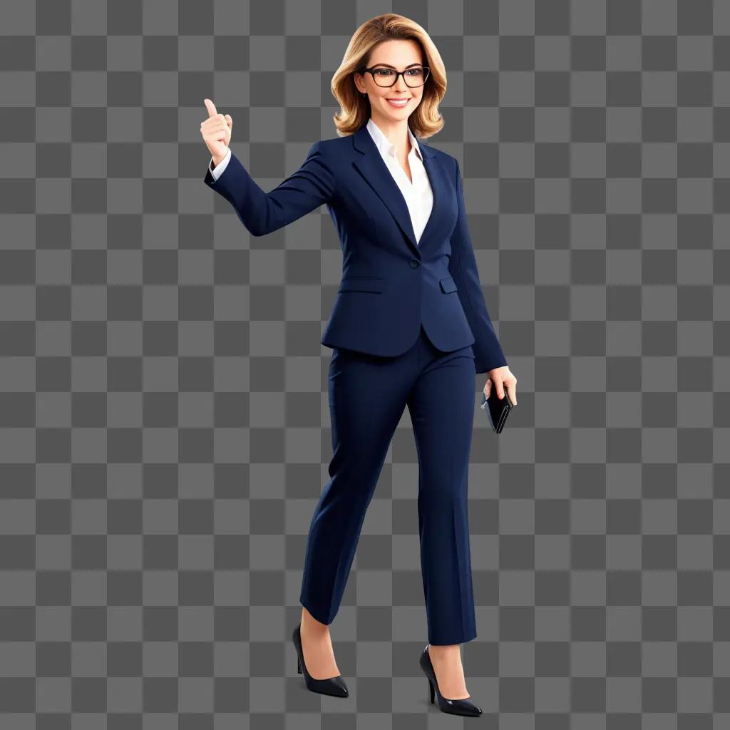 cartoon lawyer woman with glasses and a smile