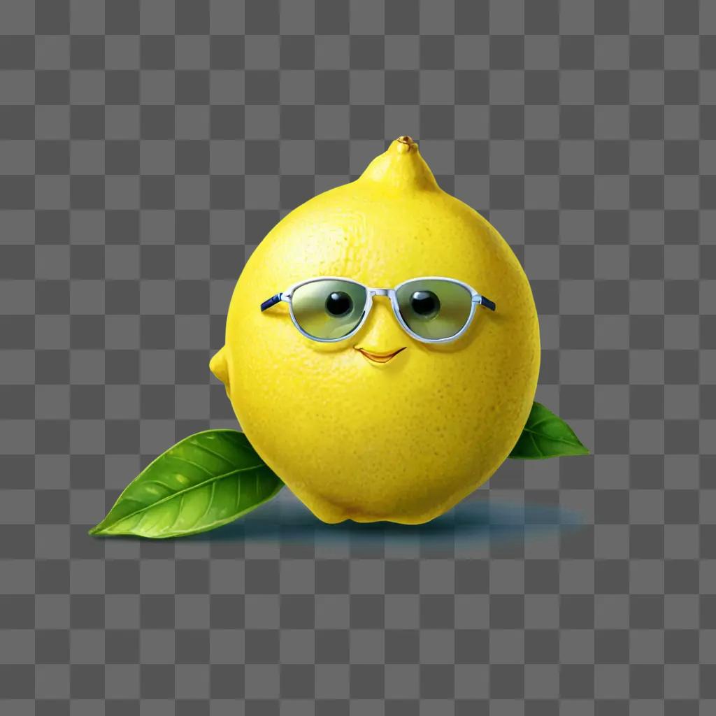 cartoon lemon drawing A cartoon lemon with glasses and leaves on its back