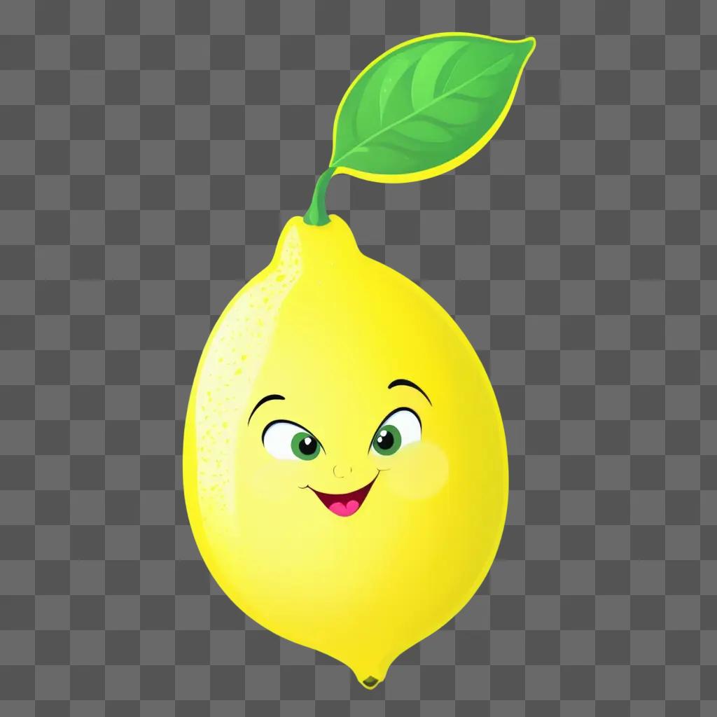 cartoon lemon drawing with a smile on its face