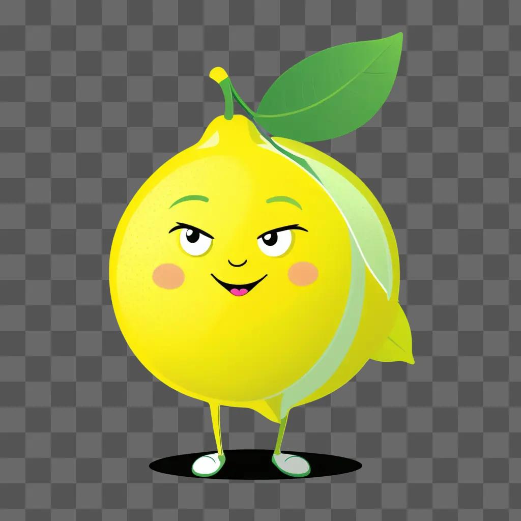 cartoon lemon with a happy face