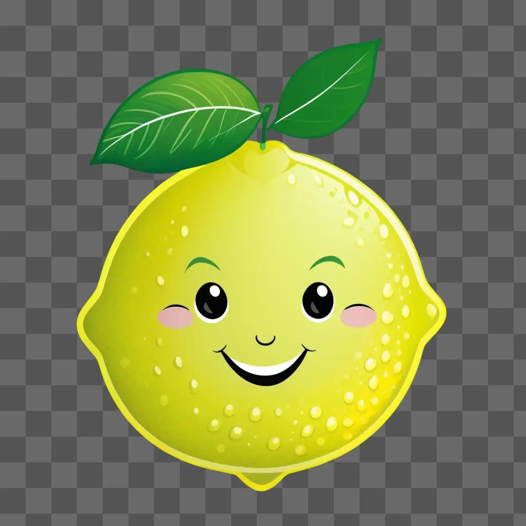 cartoon lemon with a smiling face and green leaf on top