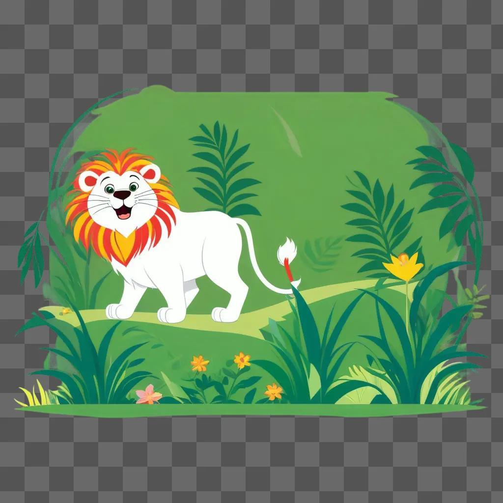 cartoon lion in the jungle