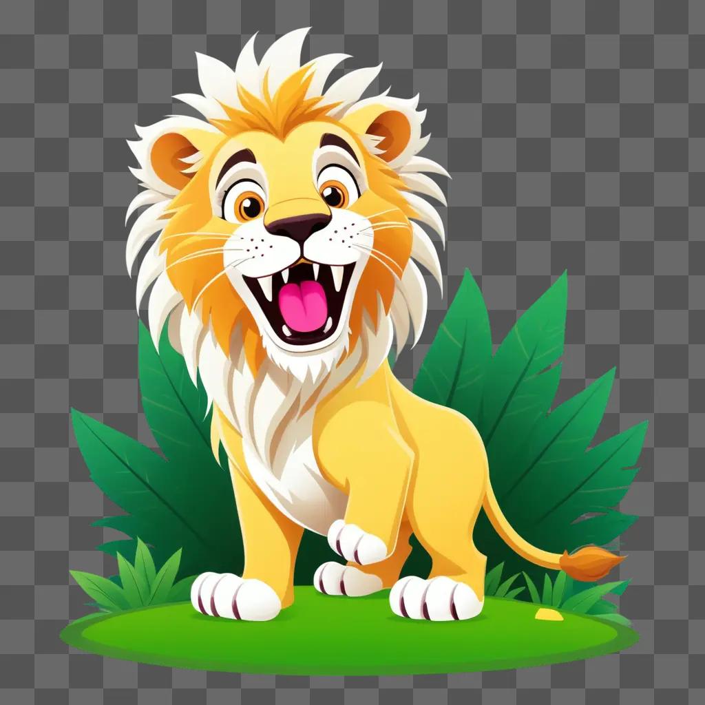 cartoon lion is happy and proud