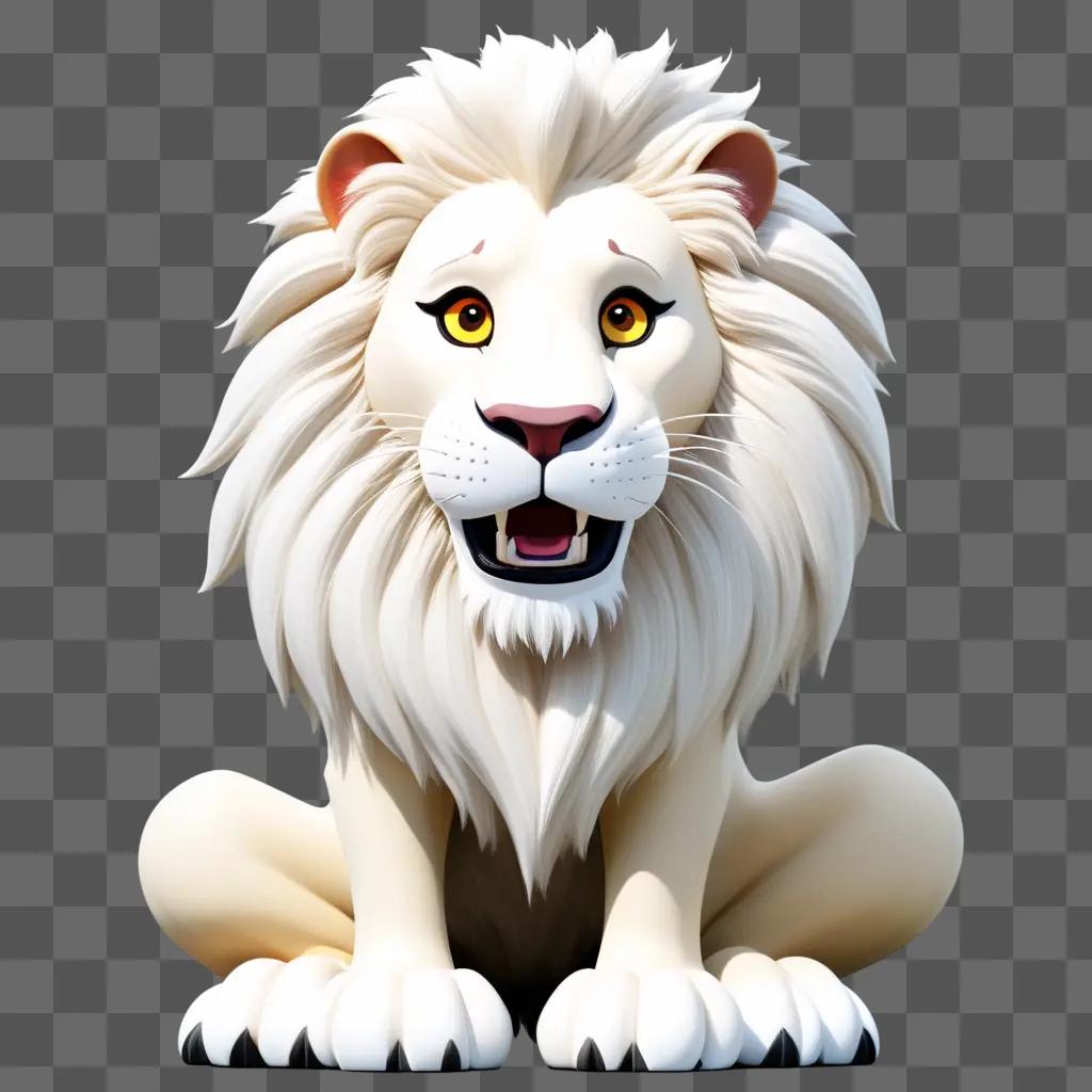 cartoon lion sits on a gray background