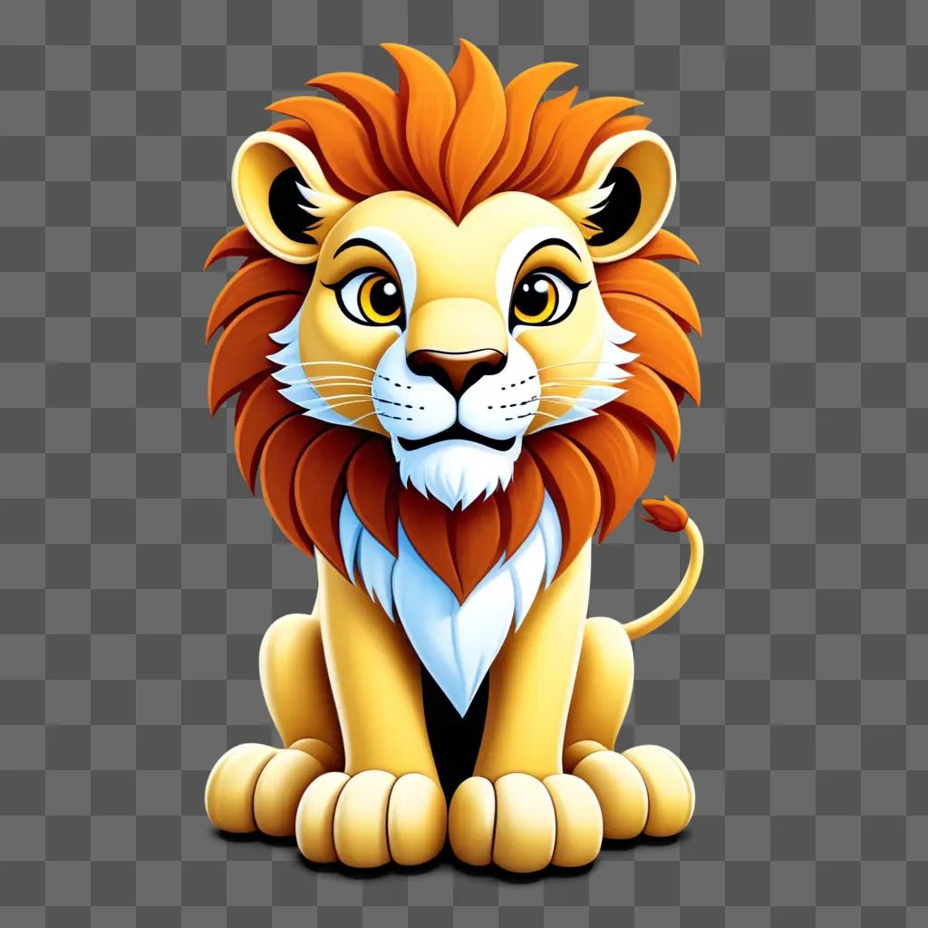 cartoon lion sitting on a beige background