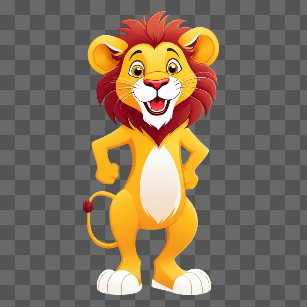 cartoon lion stands proudly with a big smile on its face