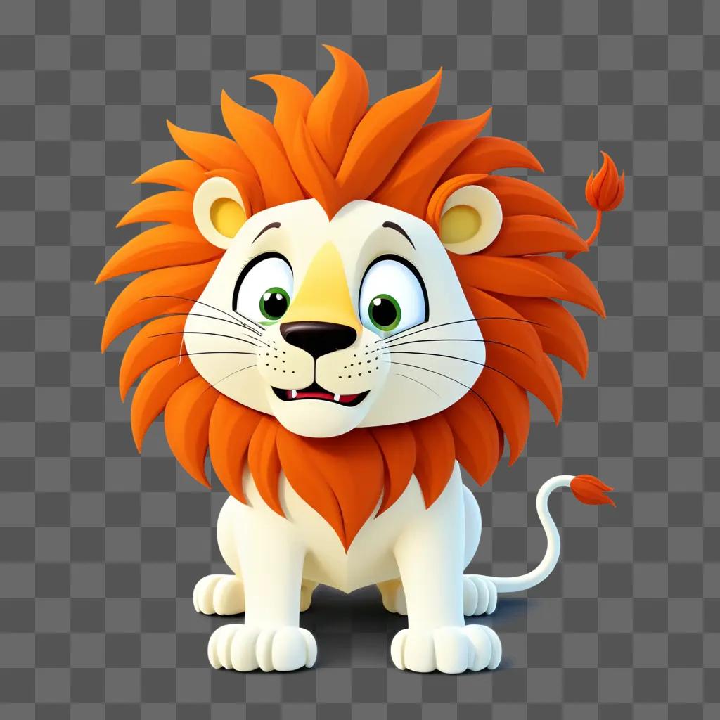 cartoon lion with an orange mane and green eyes