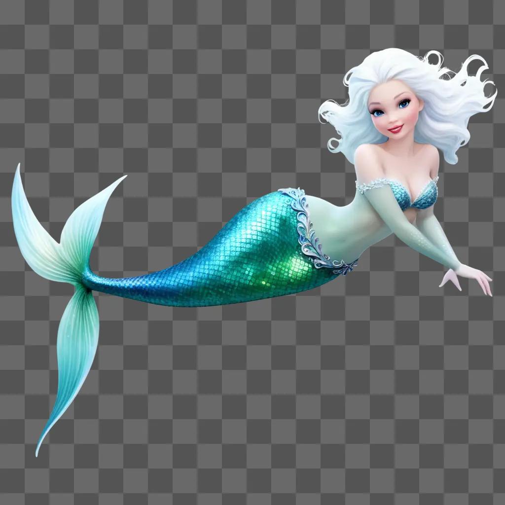 cartoon mermaid in a blue and green tail