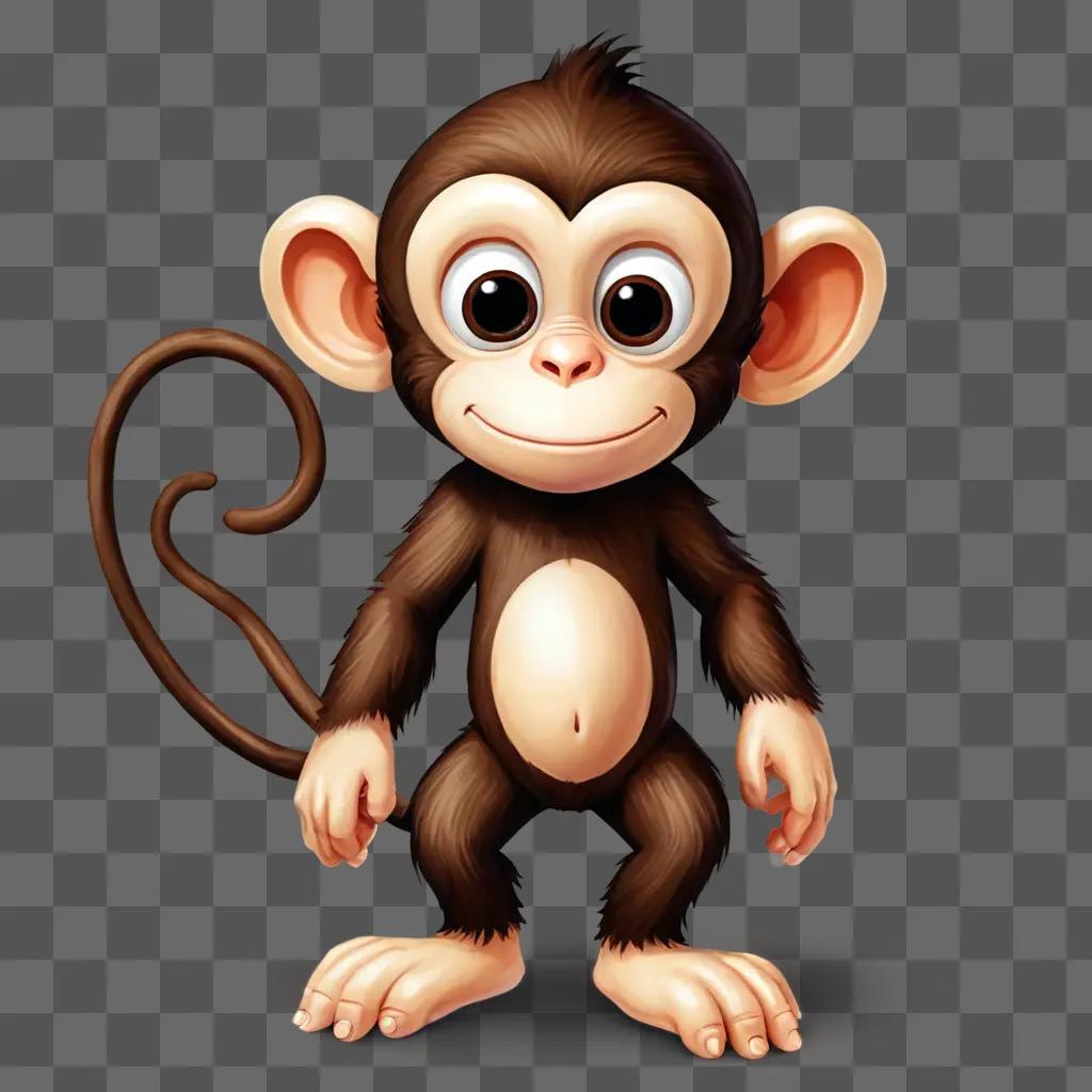 cartoon monkey drawing A cute monkey with a big smile