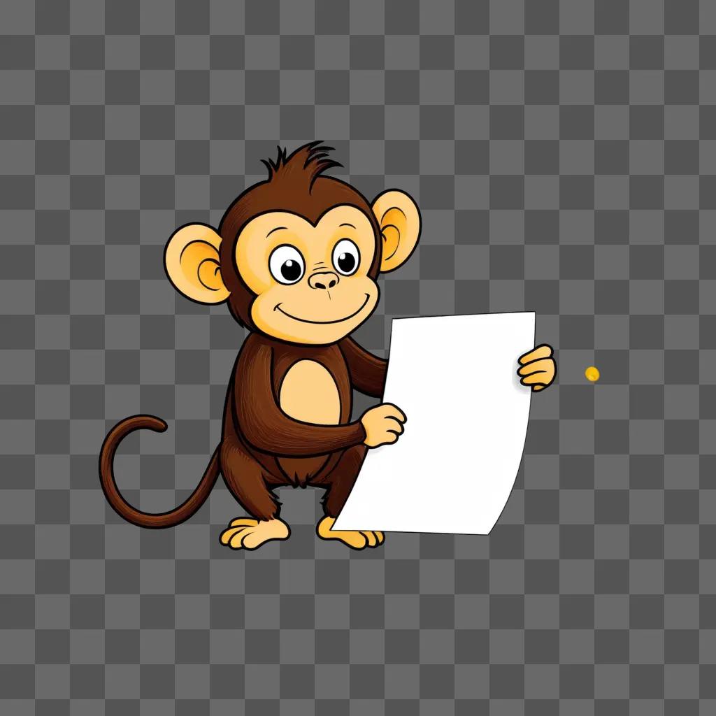 cartoon monkey holding a piece of paper