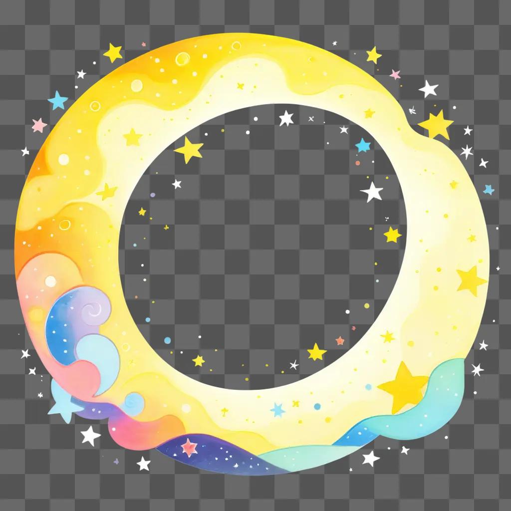 cartoon moon with stars is a centerpiece of this picture