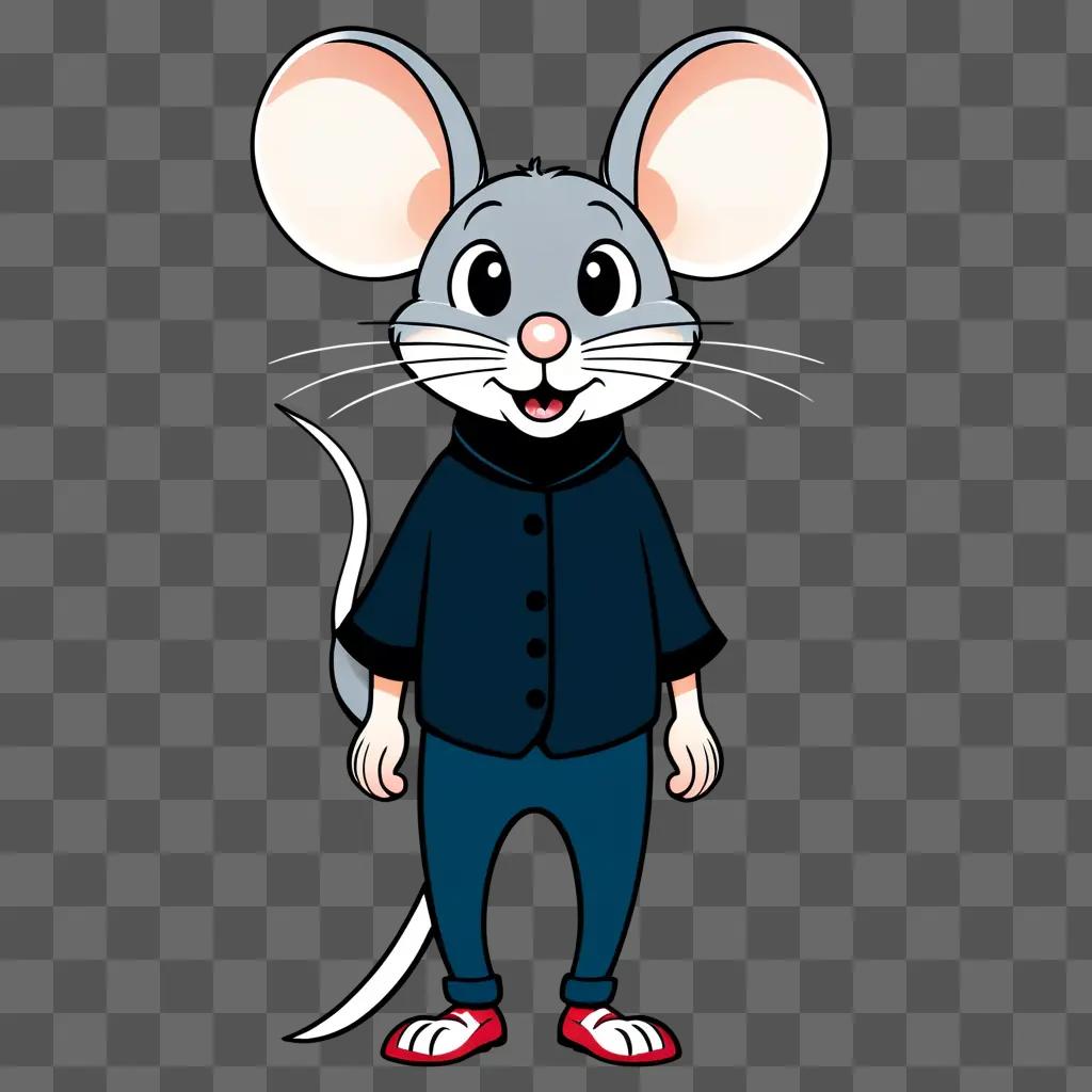 cartoon mouse wearing a jacket and blue pants