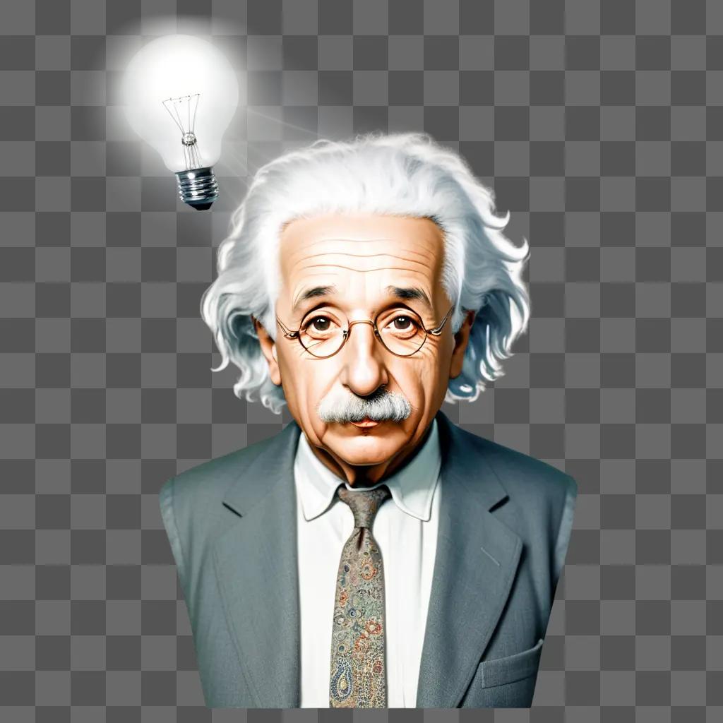 cartoon of Albert Einstein with a lightbulb above his head