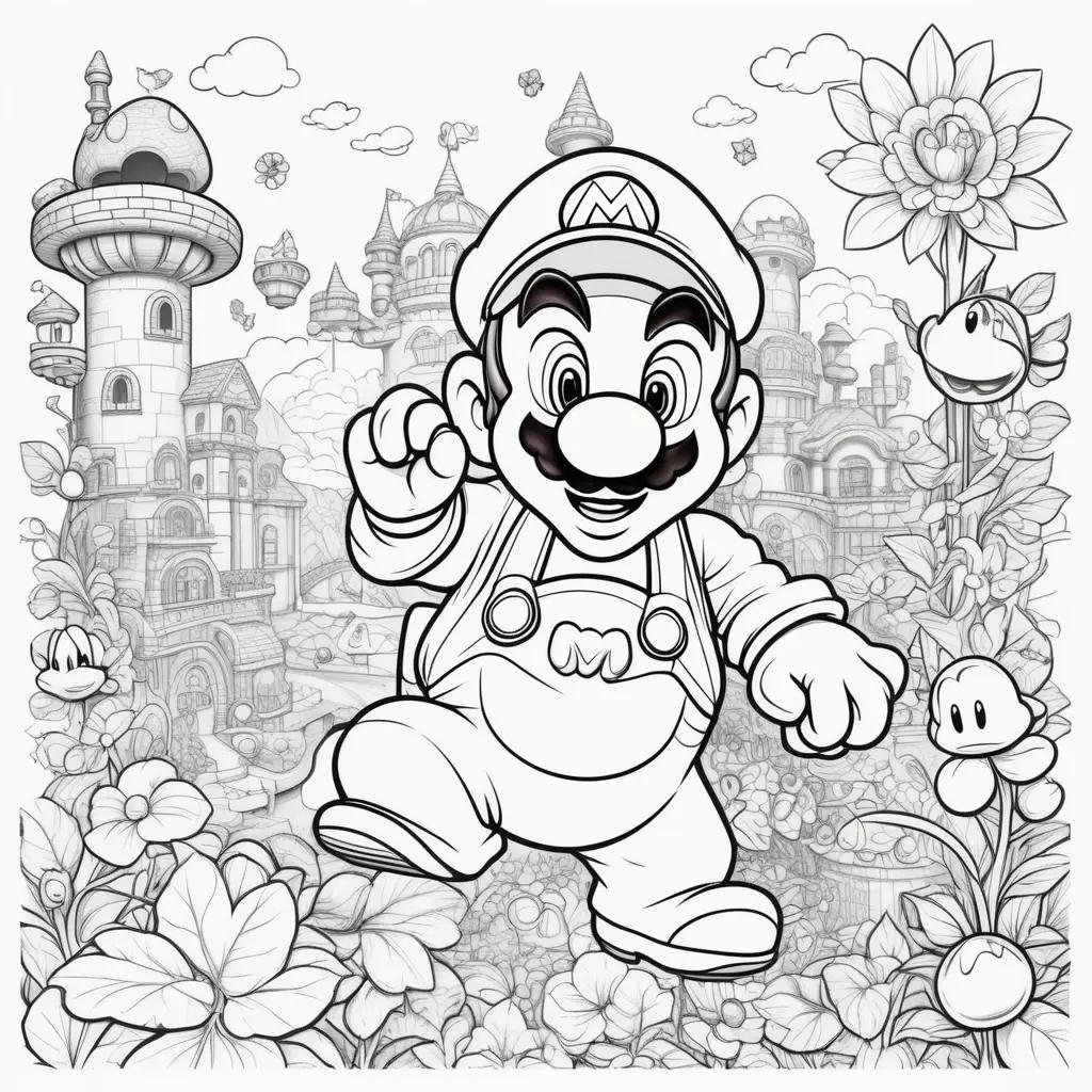 cartoon of Mario in a movie coloring page