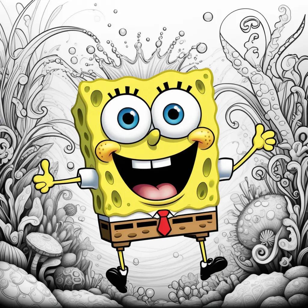 cartoon of Spongebob Squarepants with a happy face