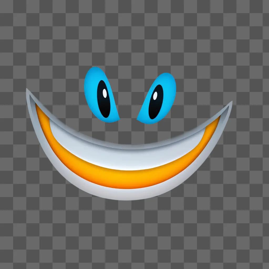 cartoon of a smiling face with blue eyes