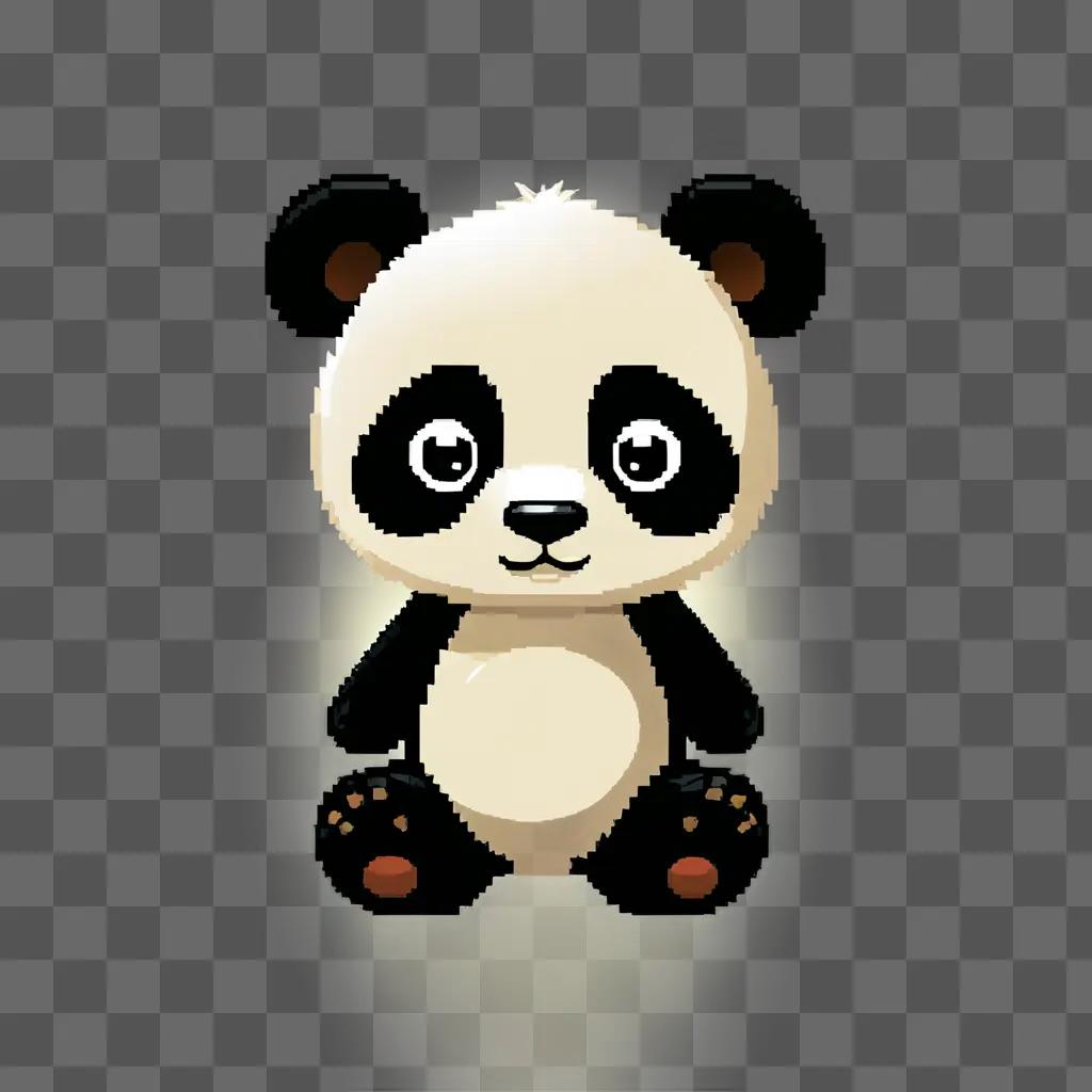 cartoon panda drawing A cute panda sitting on a light background