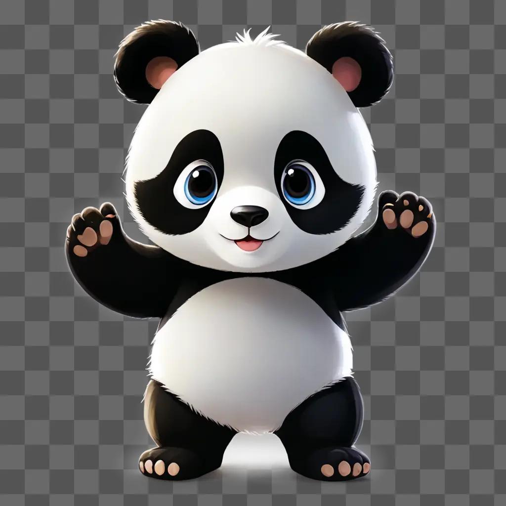 cartoon panda drawing A cute panda with blue eyes and paws