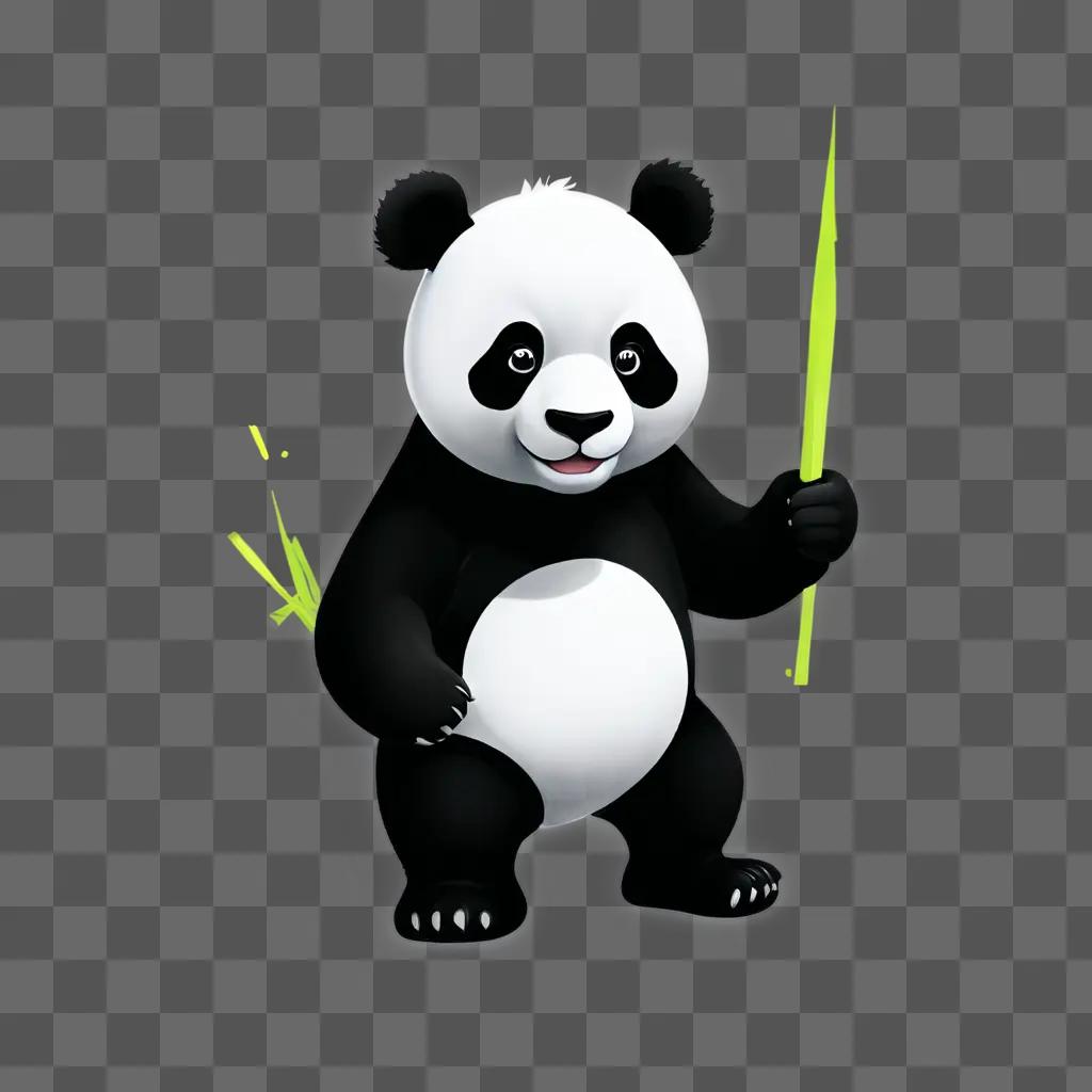 cartoon panda drawing A panda holds a green light in his hand