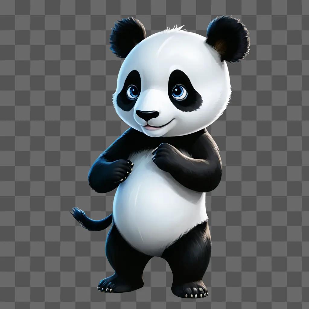 cartoon panda drawing Panda bear with glowing eyes and tail