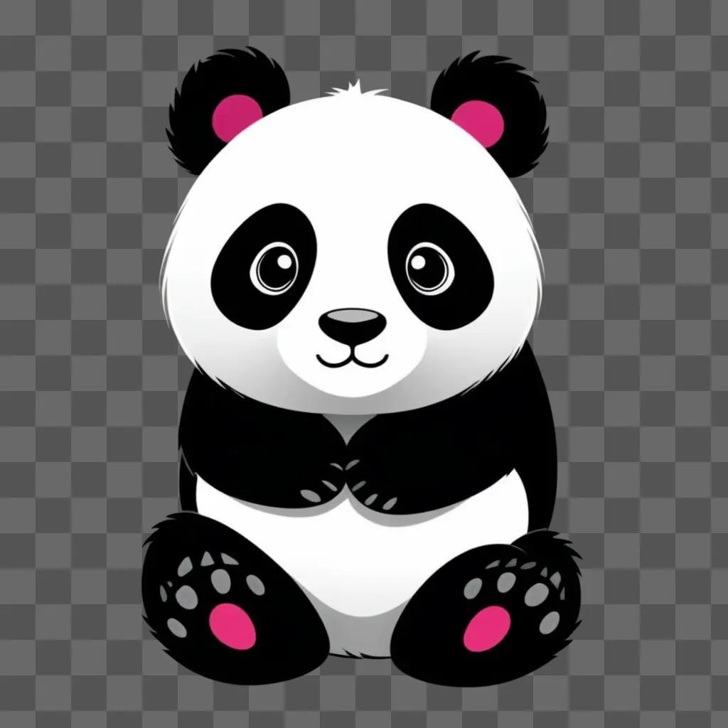 cartoon panda drawing for kids with pink ears