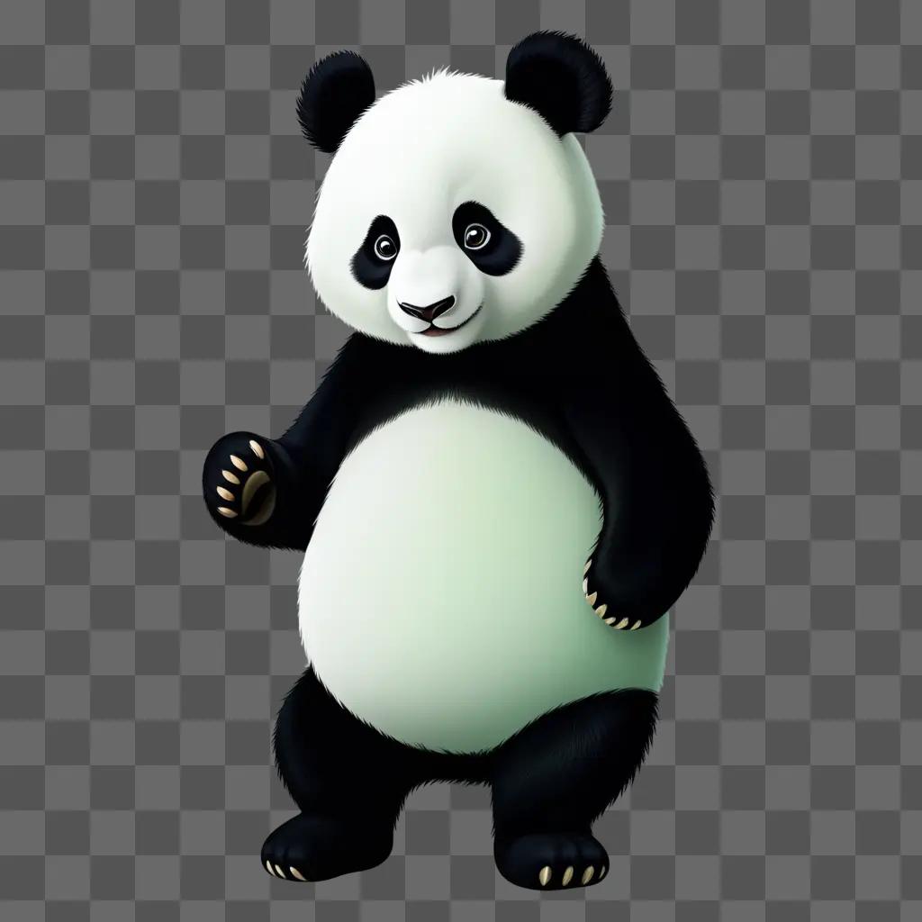 cartoon panda drawing with black and white color