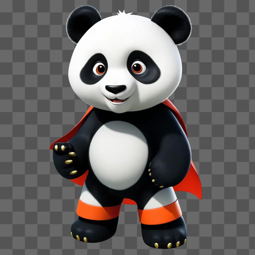 cartoon panda standing in a superhero pose