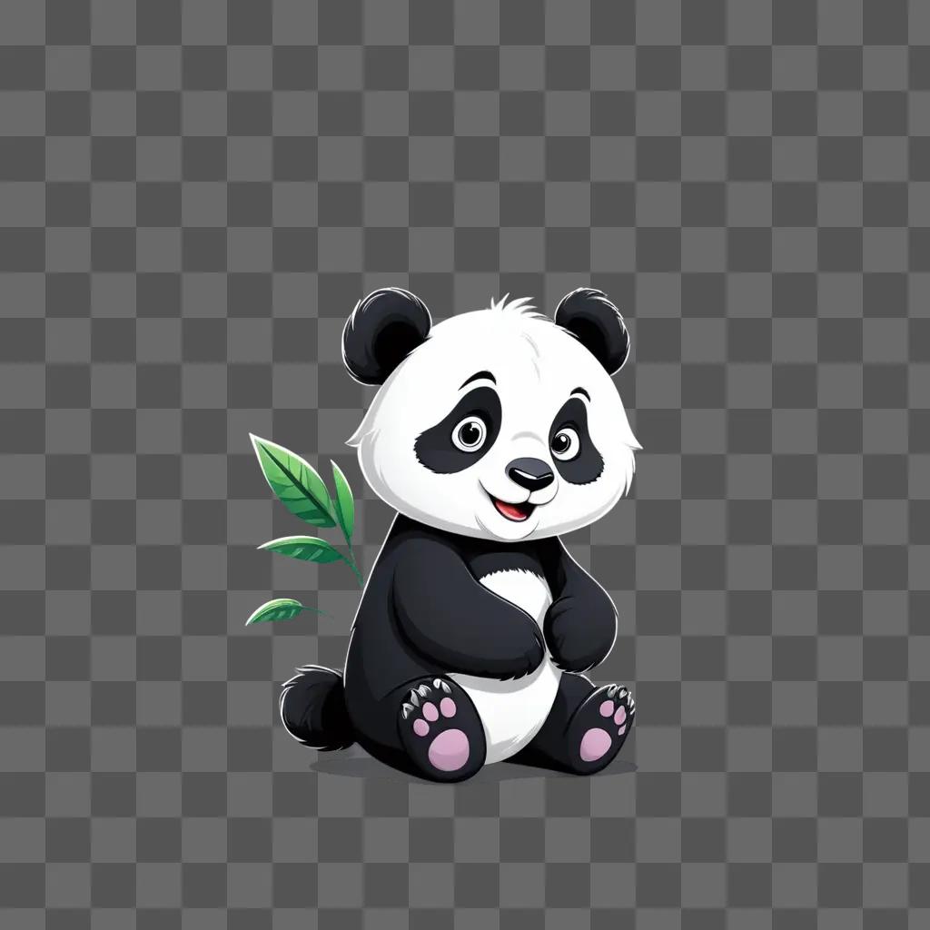 cartoon panda with glowing feet sits on a gray surface