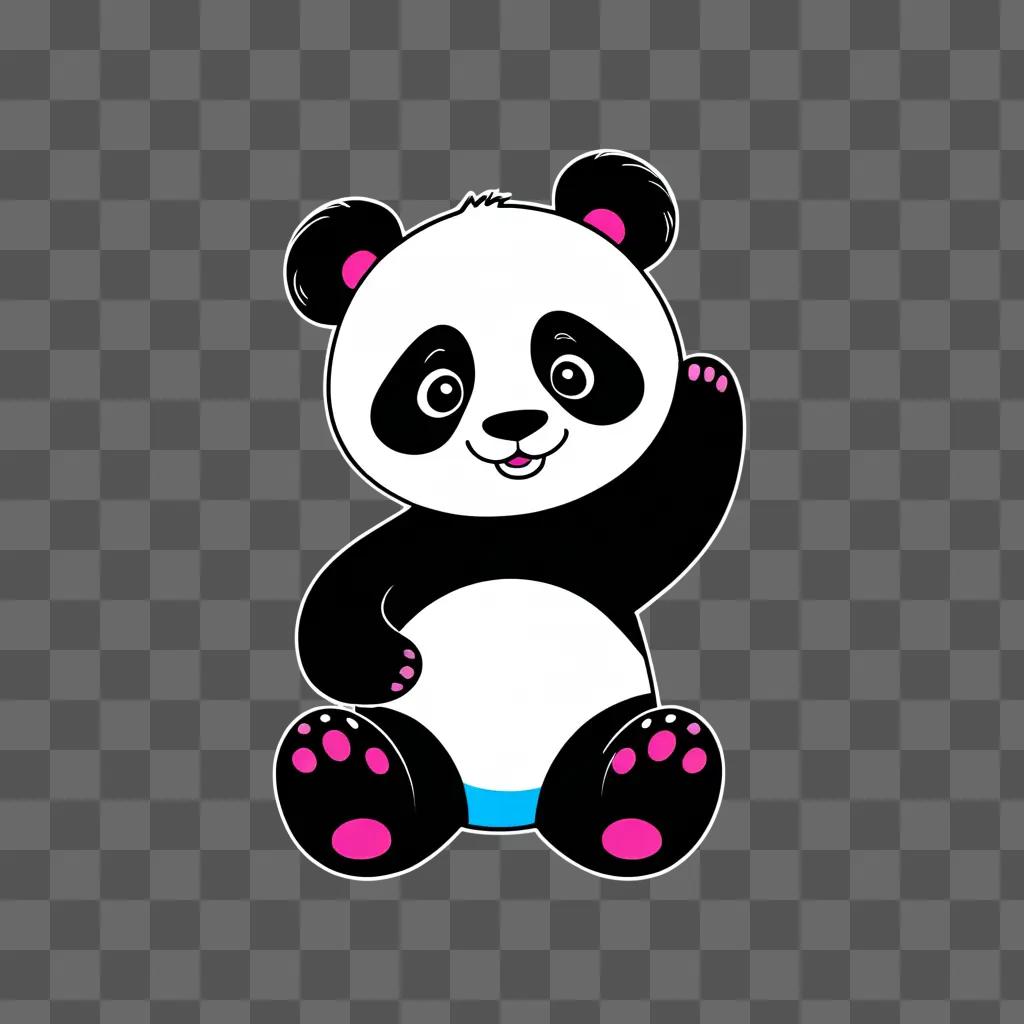 cartoon panda with pink legs and paws