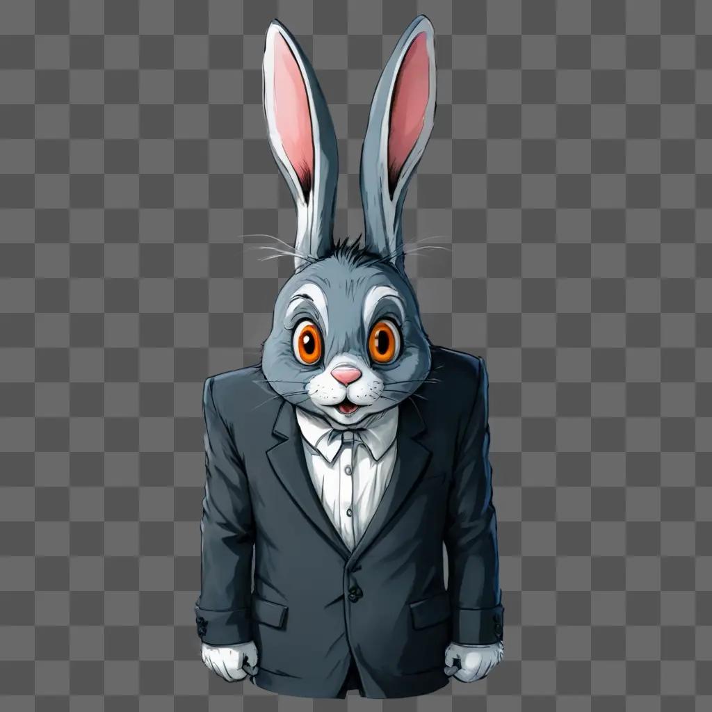 cartoon rabbit drawing A cartoon bunny dressed in a suit