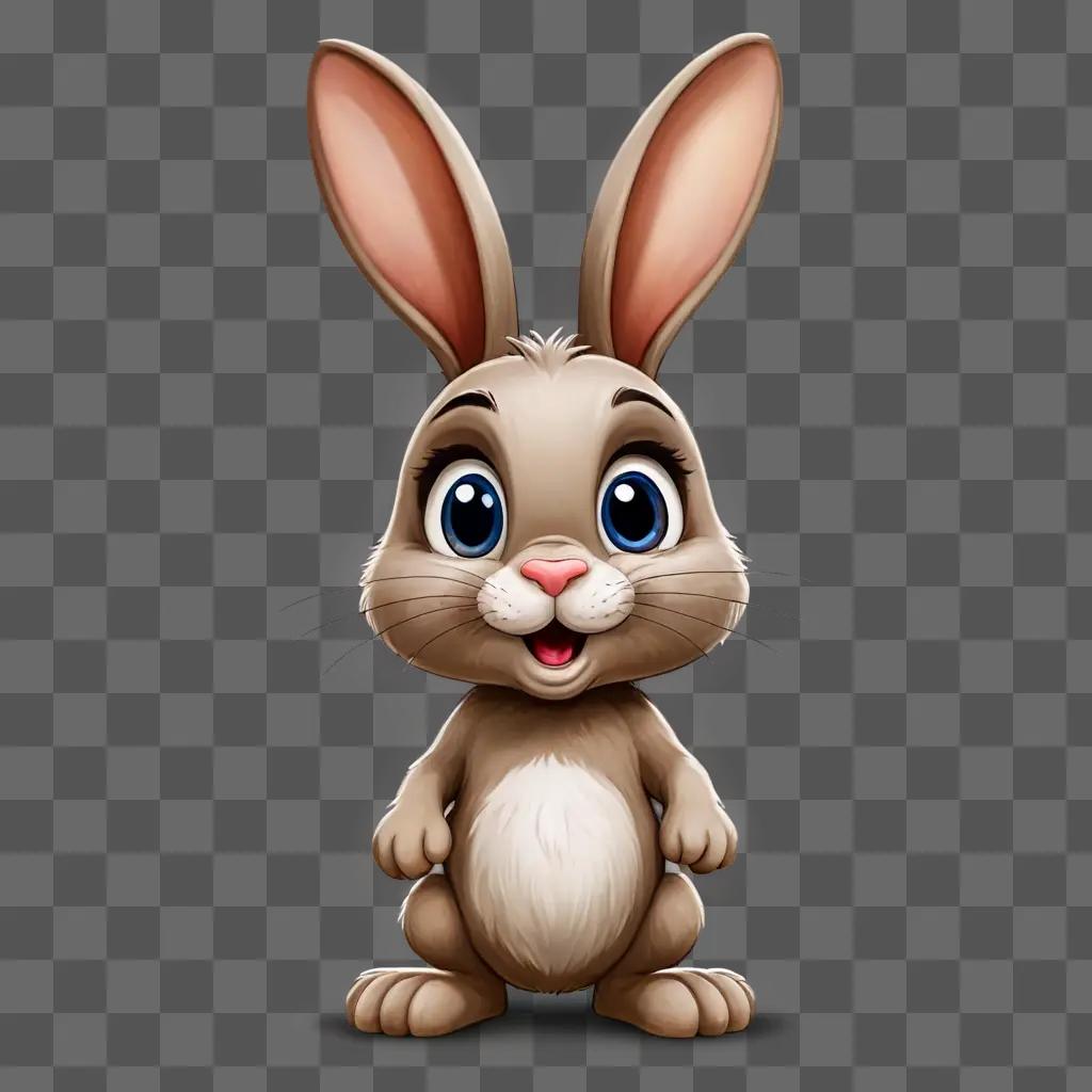 cartoon rabbit drawing A cute rabbit standing on a brown background