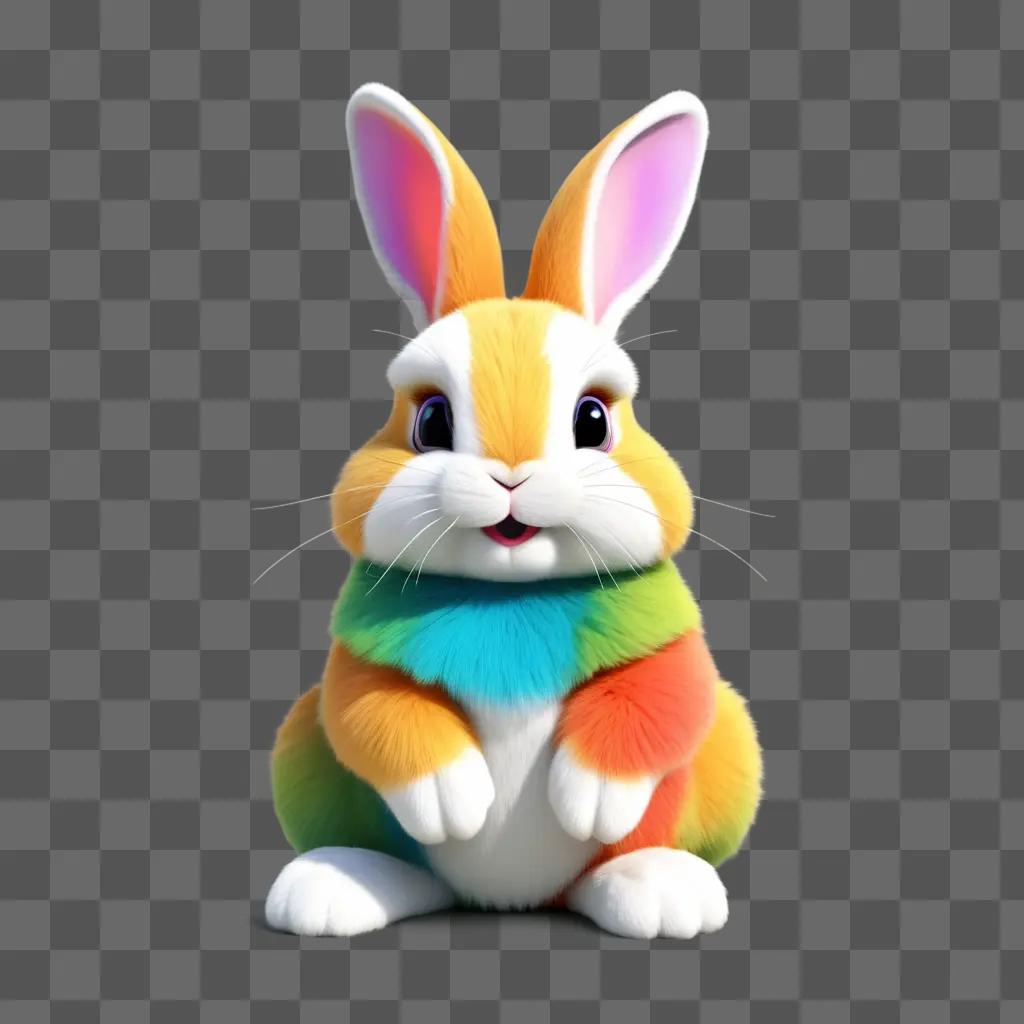 虹色のコートで描かれた漫画のウサギ