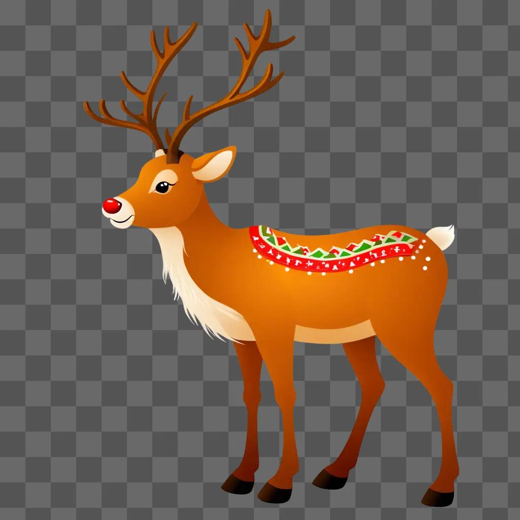 cartoon reindeer with a red nose and white antlers