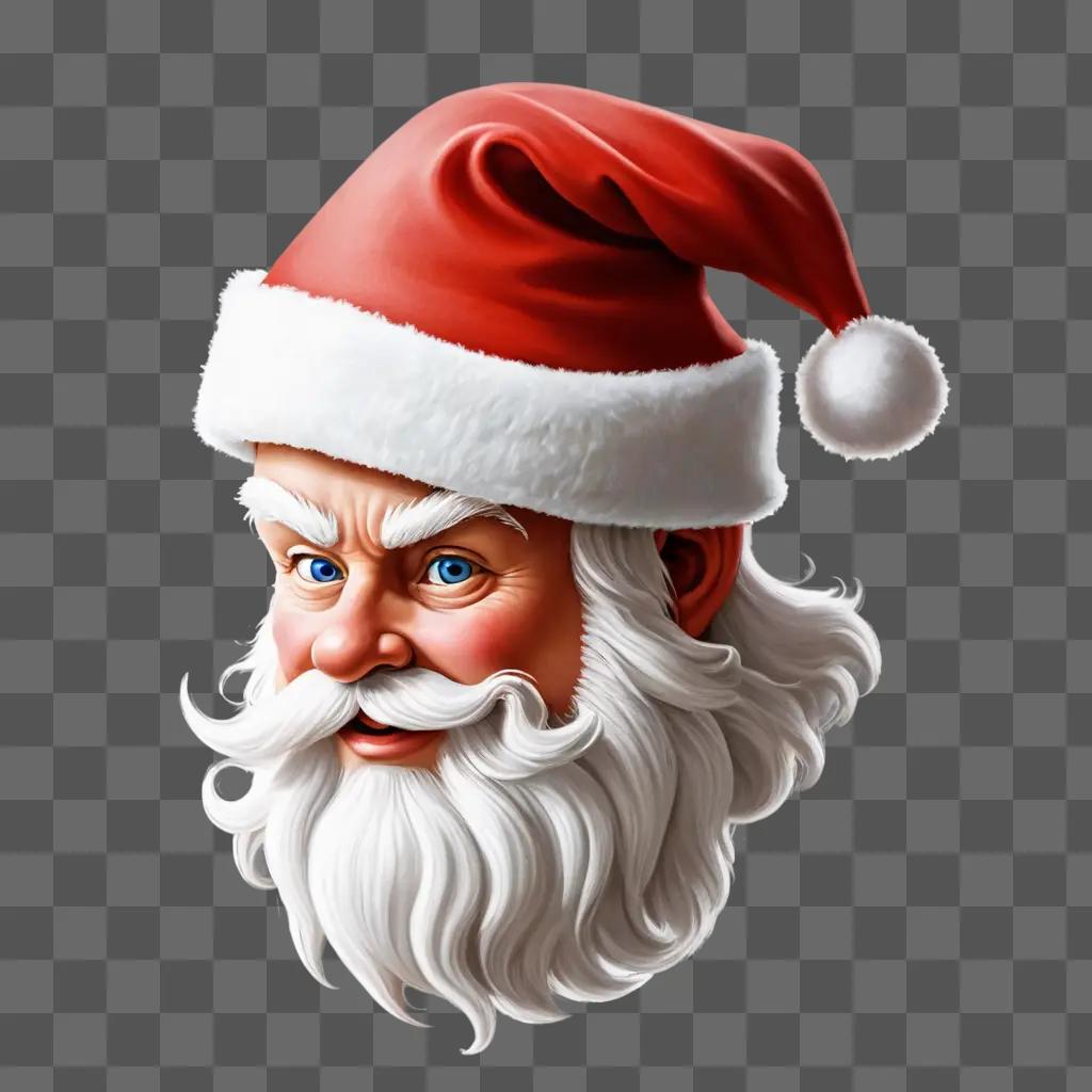 cartoon santa hat drawing A Santa Claus illustration with blue eyes and red beard