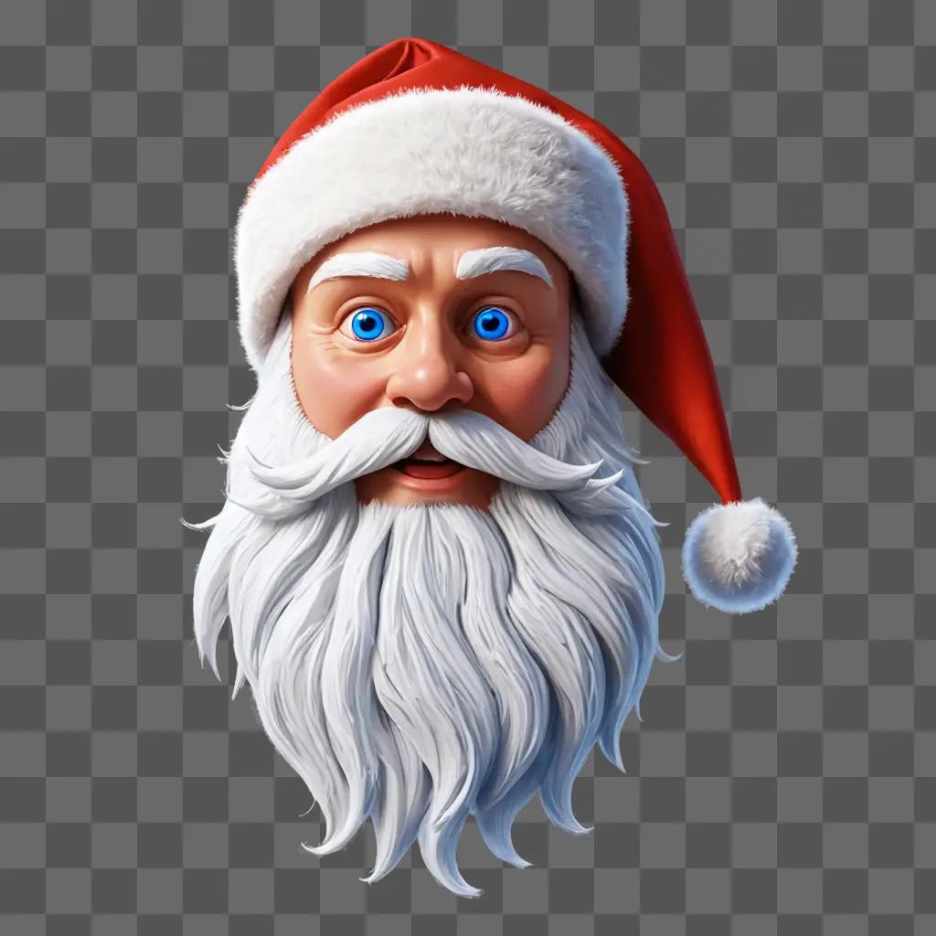 cartoon santa hat drawing A Santa Clause face with blue eyes