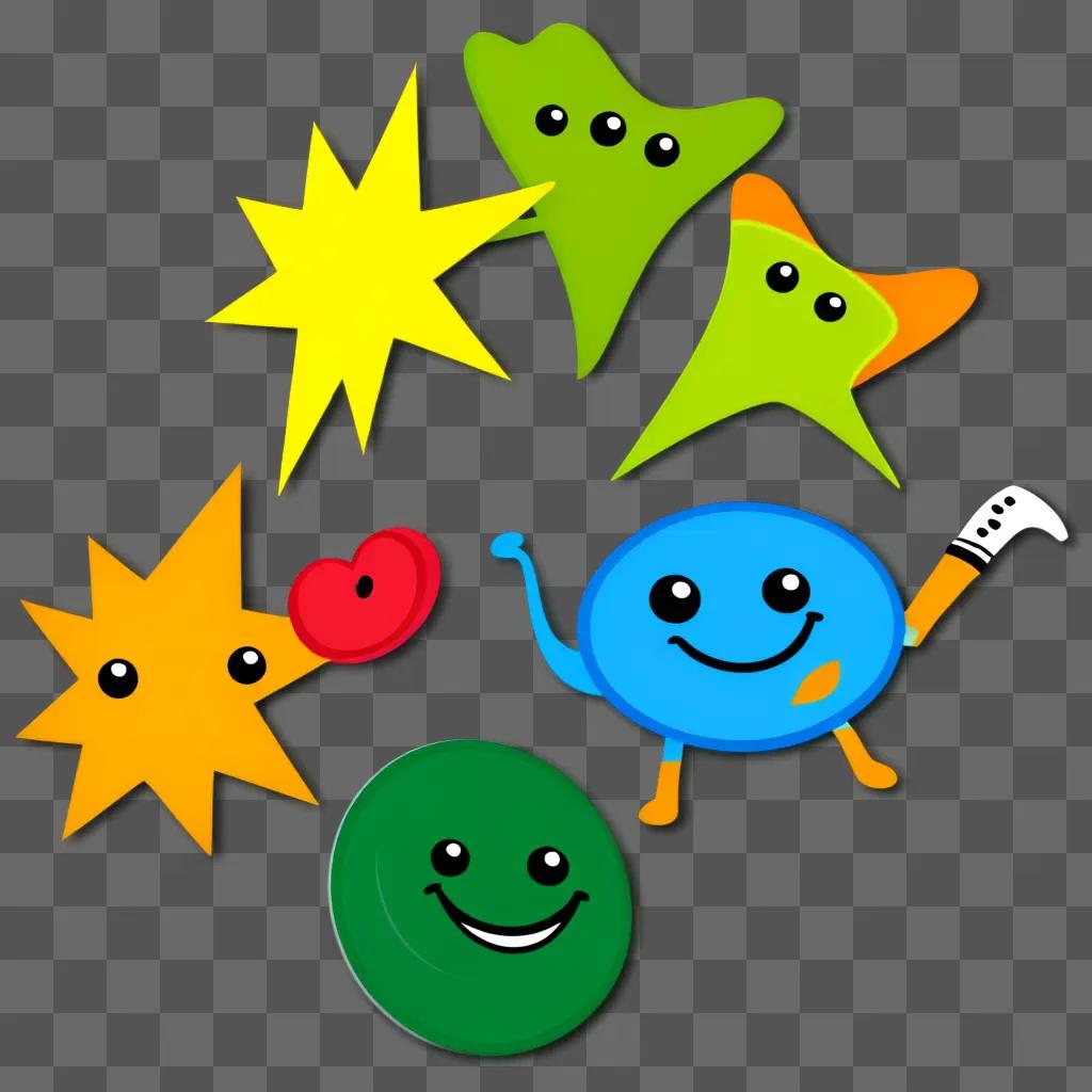 cartoon scene with colorful characters and a green object