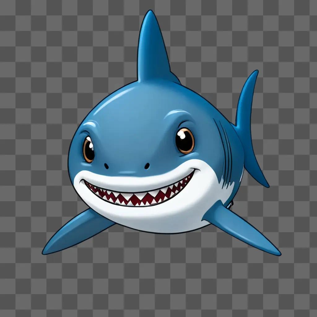 cartoon shark drawing A cartoon shark with a big grin and teeth