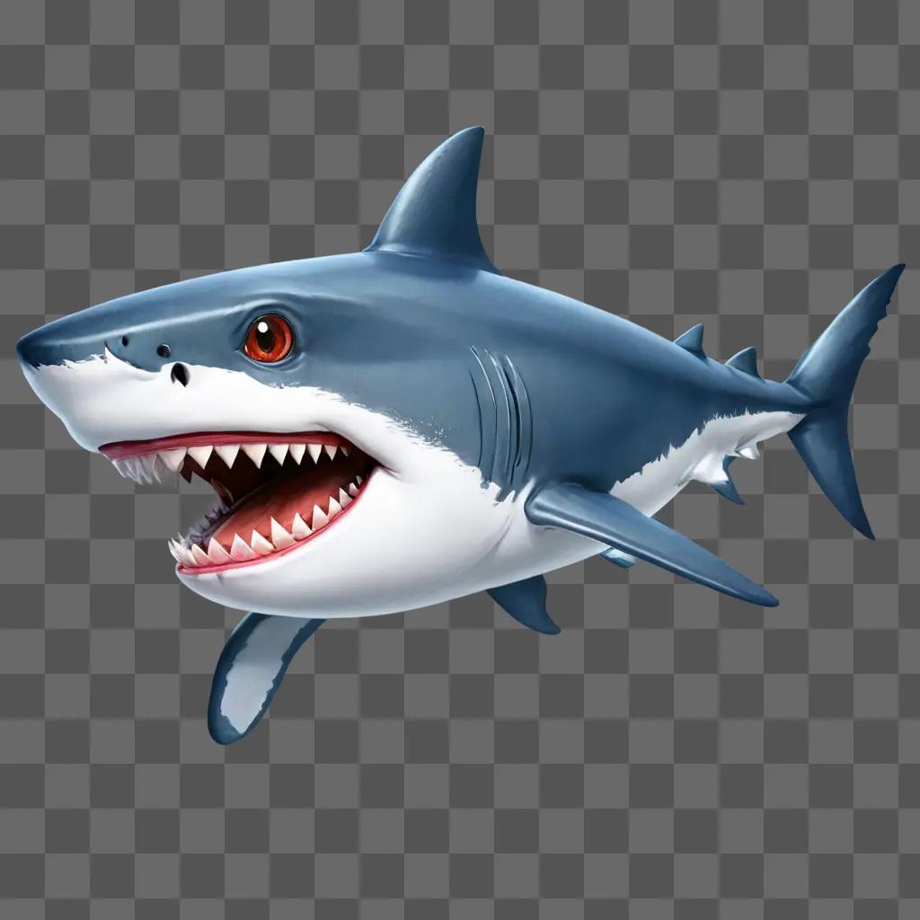 cartoon shark drawing A cartoon shark with red eyes and sharp teeth