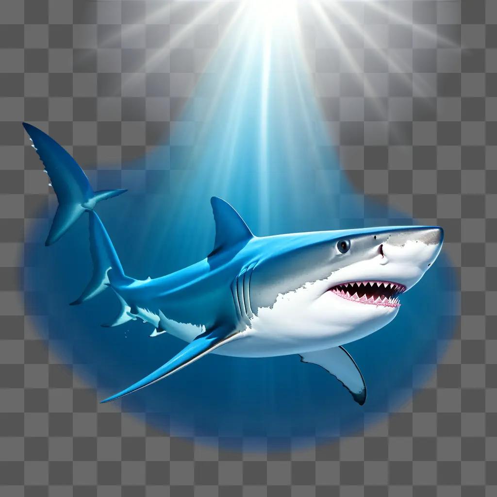 cartoon shark swimming in the ocean