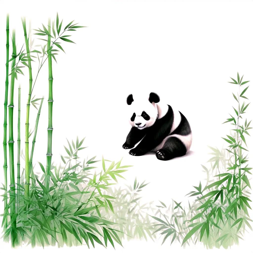 cartoon sketch of a panda sitting in bamboo